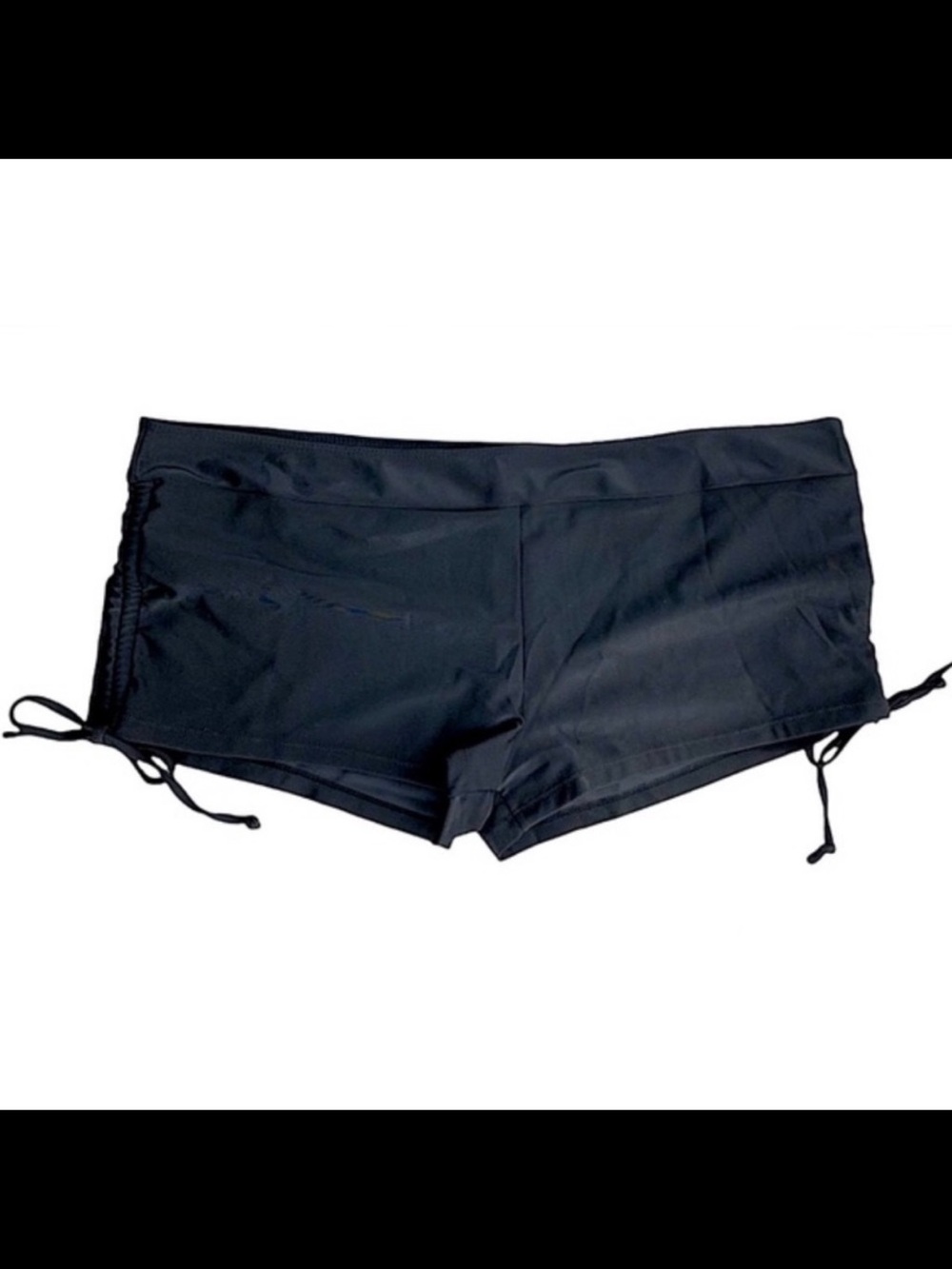 Rosegal Black Cinch Tie Sides Swim Shorts